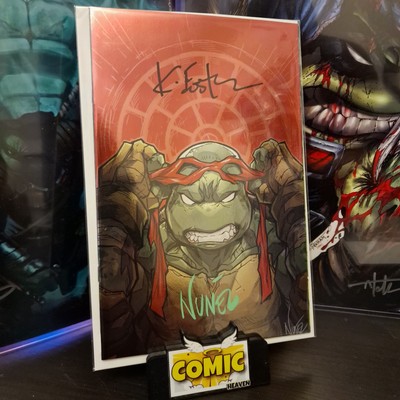 TMNT #1 SDCC 2x Signed Eddie Nunez Kevin Eastman LTD 500 Virgin Foil RAPHAEL  