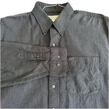 Cutter & Buck Button Down Shirt Collar Mens L Charcoal Gray Micro Plaid Cotton