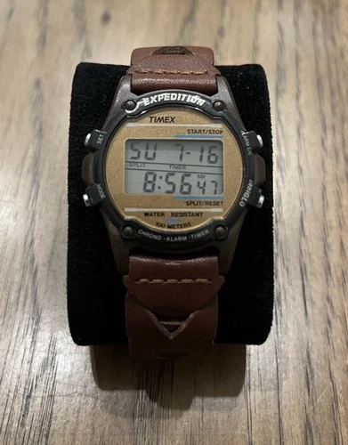 Vintage Digital Timex Expedition Watch Men 40mm Digital Brown New Battery
