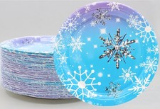 50Pcs Frozen Snowflake Party Supplies,Snowflake Paper Plates,7"Snowflake Plat...