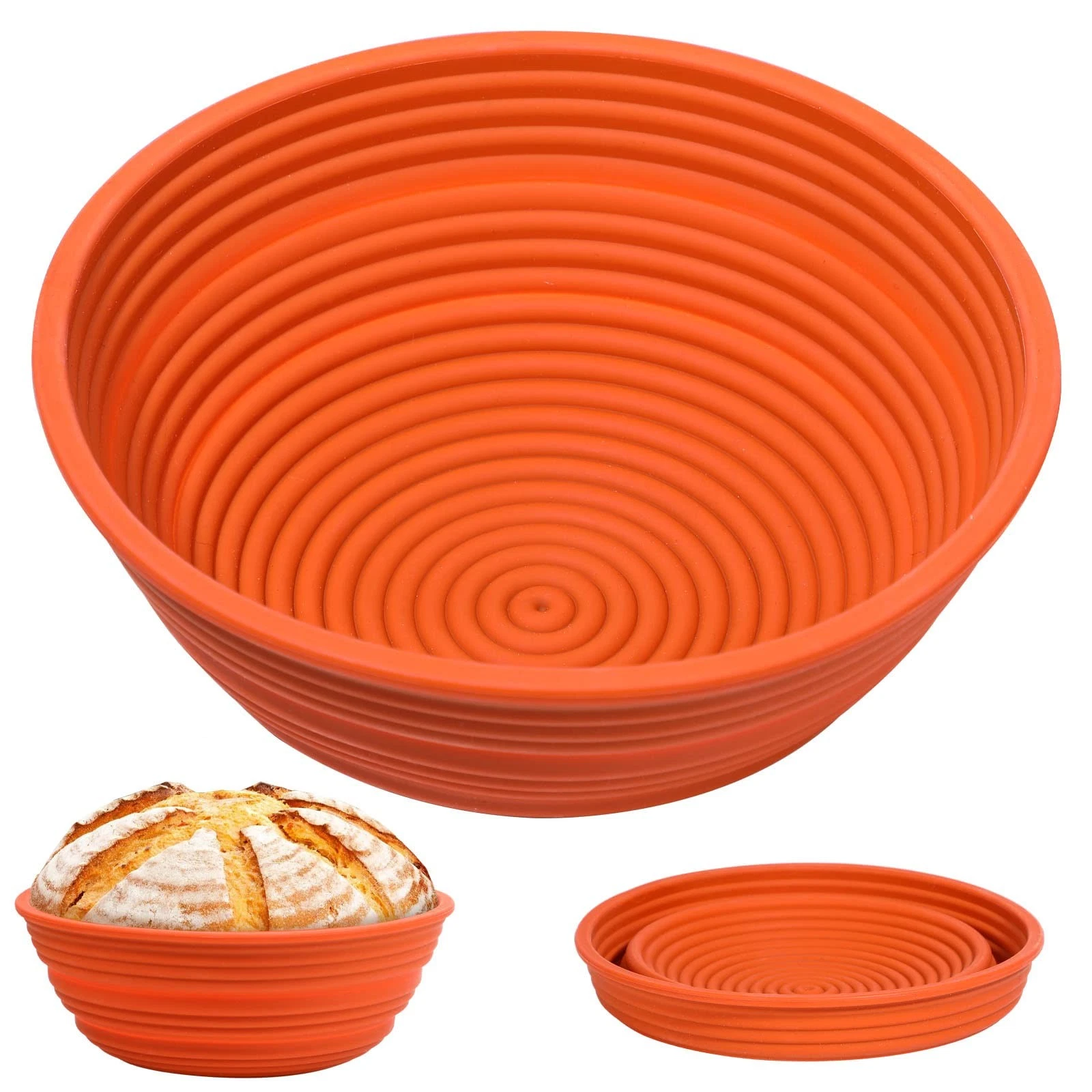 Silicone Bread Proofing Basket,Collapsible Sourdough Bread Baking Supplies Do...
