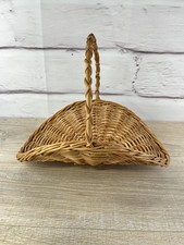 VTG Wicker Gathering Flower Herb Basket Braided Handle French Cottage