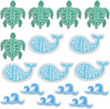 15Pcs Ocean Wave Embroidered Patches Sea Animal Turtle Dolphins Iron on Patches