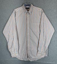 Chaps Shirt Mens 16-16.5 36-37 Striped Button Down Classic Fit Oxford Dress Shir