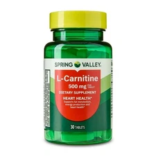L Carnitine Amino Acid Dietary Supplement Tablets for Heart Health, 500 mg, 30Ct