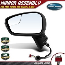Driver Power Mirror W Manual Folding Heated Smooth Black For Ford Fiesta 2011