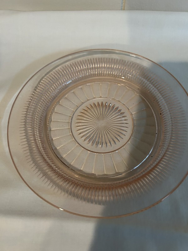 Vintage Pink depression glass butter dish bottom