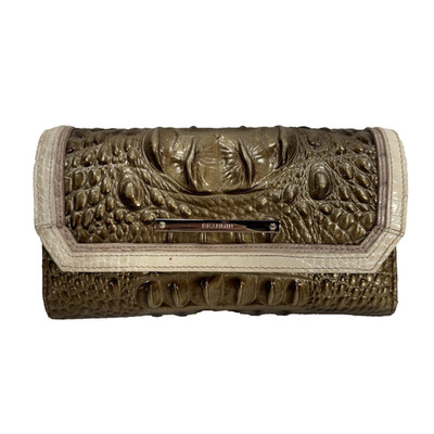 Brahmin Golden Glow Melbourne Croc Embossed Leather Checkbook Wallet with Pen