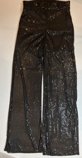 Nasty Gal Women’s Sequin Pants Size US 8 Black Elastic Waist