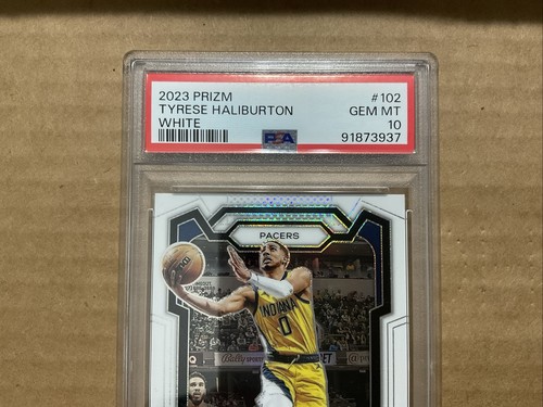 2023-24 Panini Prizm Prizms White #102 Tyrese Haliburton /175 Psa 10 - Picture 3 of 6