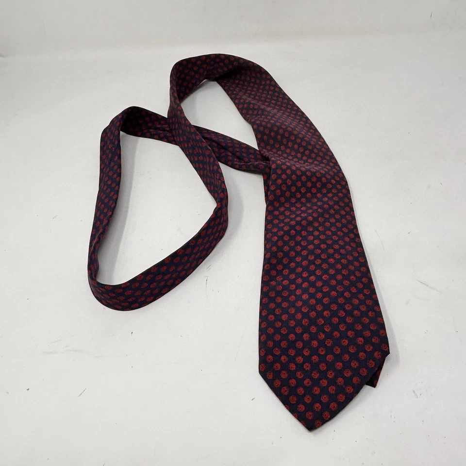 Corbata de cuello de diseñador 100 % seda estampado azul rojo LANVIN FRANCE para hombre Francia 60” Foto 3 de 4