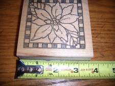 IMAGINATIONAL STAMP POINSETTE IN A FRAM WOOD RUBBER STAMP NEW