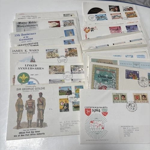 Job lot Isle of Man x 44 First day Covers 1973-1988 bundle FDC