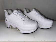 Double-Row Deform Wheel Walking Shoes Retractable Deformation Roller Skates 7-8