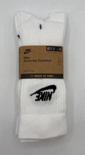 Nike Everyday Essential Futura Logo White Socks 3 Pair Men Size 8-12 DX5025-100