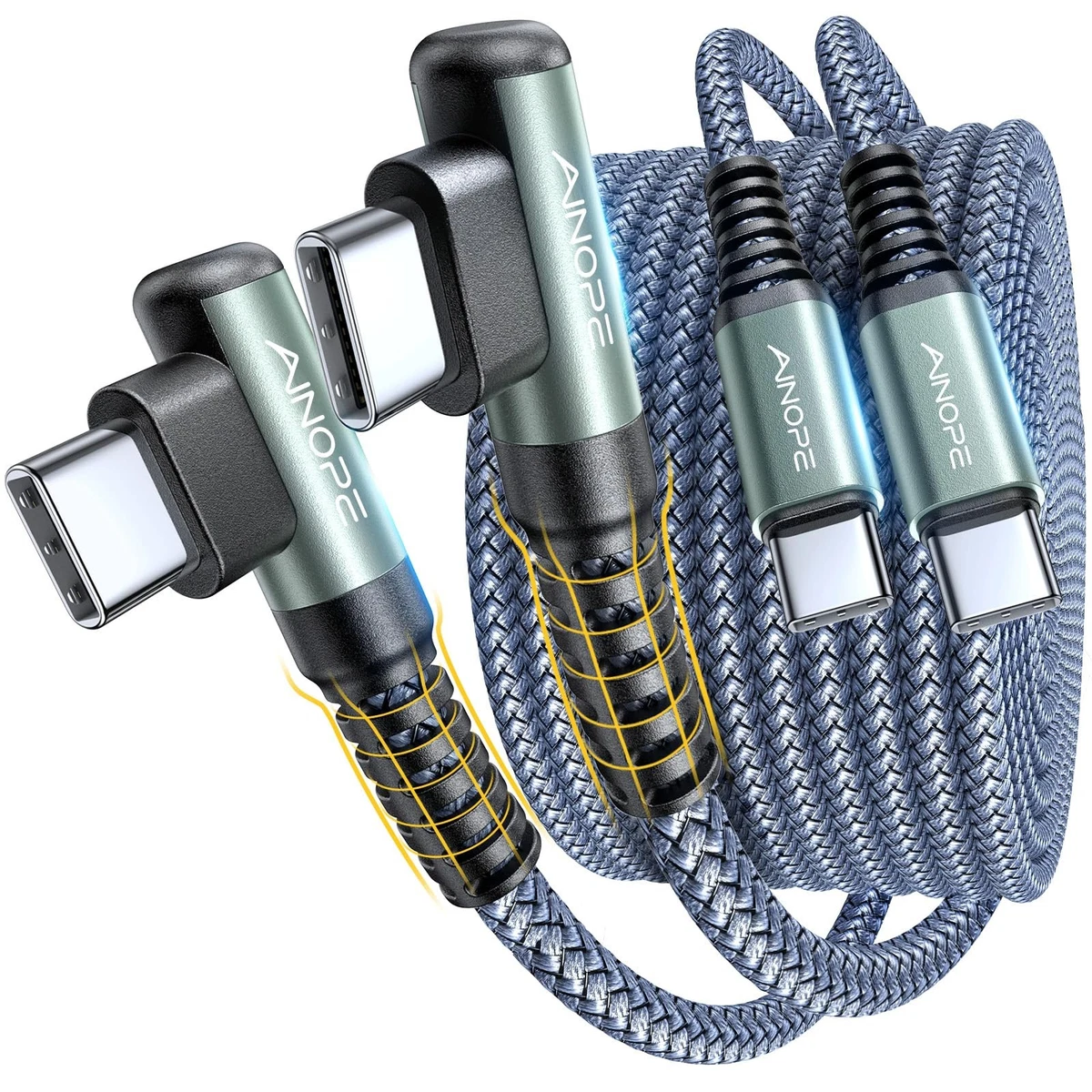 4 in 1 Multi Cavo di Ricarica 2M, 60W Multiplo Cavetto Nylon con USB C/A a Lightning, USB C/A a Tipo C interfaccia Cavo USB di Ricarica per iPhone 17 16 15