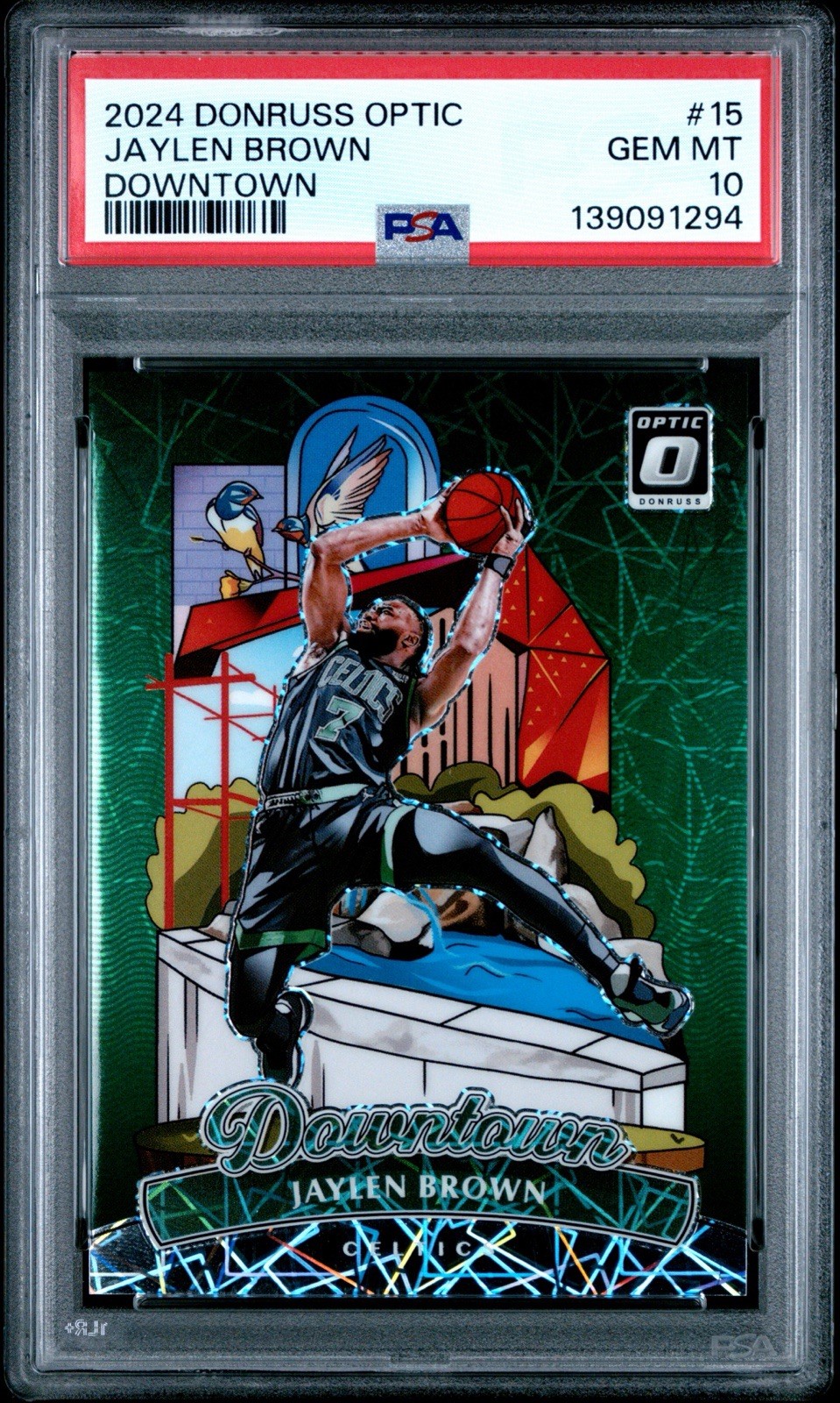 Panini 2024-25 Donruss Optic Downtown Prizm Jaylen Brown PSA 10 Celtics #15