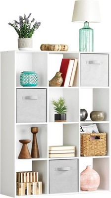 Whitmor 12 Cube Bookcase 4 Tier Stackable White