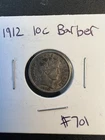 1912-P  XF+AU   Barber Dime    Nice Coin