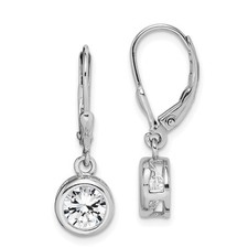 Sterling Silver Polished Round 7mm Cubic Zirconia Drop Dangle Earrings 3.15gm