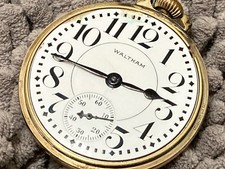 pocket watch WALTHAM RIVERSIDE 1918 19 jewels 16s RR RAILROAD lever 10 K RGP