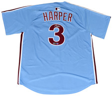 BRYCE HARPER SIGNED PHILADELPHIA PHILLIES #3 BLUE NIKE LIMITED JERSEY FANATICS