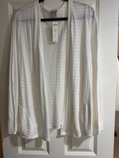 Chico's White Jacket in Shadow Stripe, Size 3 16 , Long Sleeves, NWT