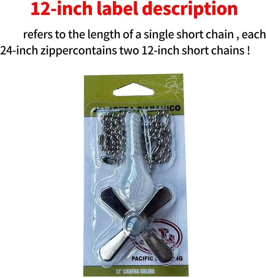 Beaded Nickel Ceiling Fan Pull Chain & Light Bulb Set w/Connector - Image 4 of 4