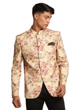 VASTRAMAY Silk Men's Brown Jodhpuri Standard Length Coat J