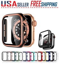 For Apple Watch 2 Pack SE 7 6 5 4 3 Tempered Glass Hard Full Cover Case iWatch