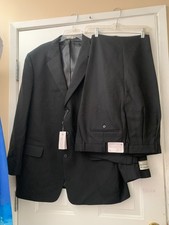 Cordovan  Grey Windsor Single Breasted Black Wool/Blend Suit Size 46 L W 40"