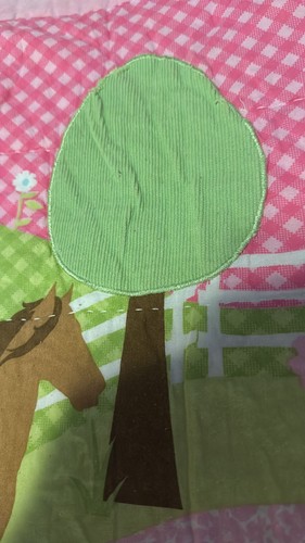 Trapunta Circo Horse Farm applicata a mano regina rosa verde 86x90” cotone bersaglio - Foto 9 di 10