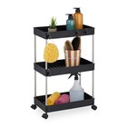 Meuble de rangement desserte à roulettes 4 niveaux noir étagère de cuisine