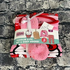 Hello Kitty 3T Toddler Girls' 2pc Snuggly Soft Pajama Set with Socks Pink