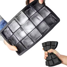 Large Ice Cube Tray Square Ice Cubes Silicone Old Fashioned 15 Grids Tray UK