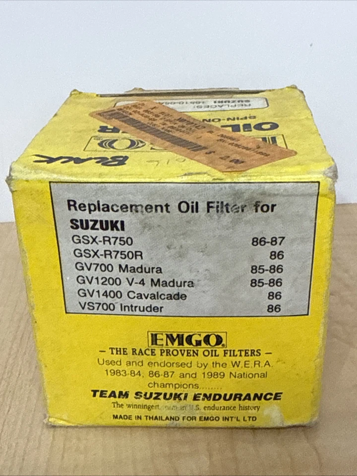 Filtro de aceite Emgo vintage Suzuki GSX-R750 Madura Intruder cartucho giratorio negro Foto 2 de 4