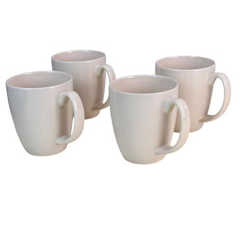 Set of 4 Corelle Stoneware Ivory Coffee Tea Mugs Cups