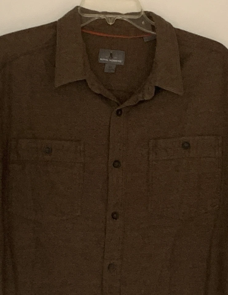 "Camisa Royal Robbins Exterior Para Hombre Franela Marrón Abotonada Manga Larga Pecho 44""" Foto 2 de 4