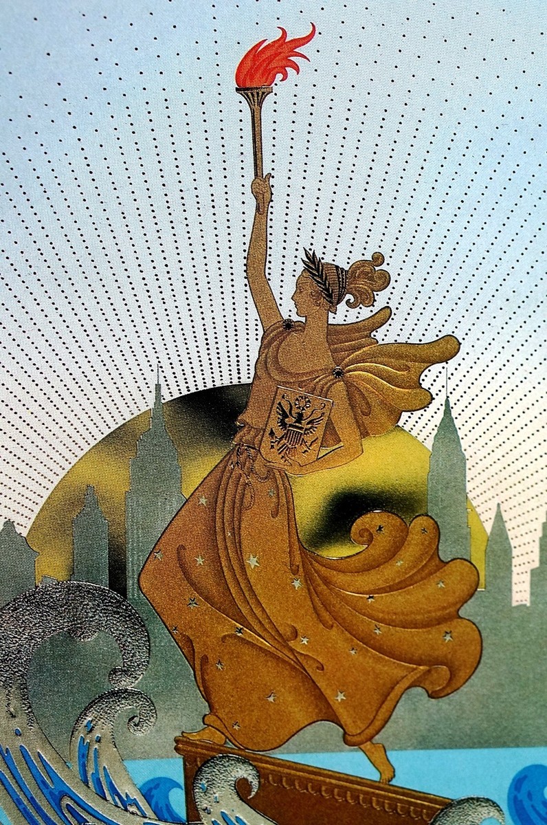 Erte 1987 STATUE of LIBERTY DAY at SUNRISE from SERIES Matted Art