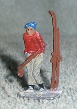 Vintage Heinrichsen German Flat Lead "Resting Skier" Near Mint