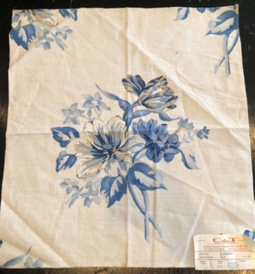 JANE CHURCHILL Langdon in Blue 17 1/2 x 19 1/4'' Linen Blend Fabric Sample