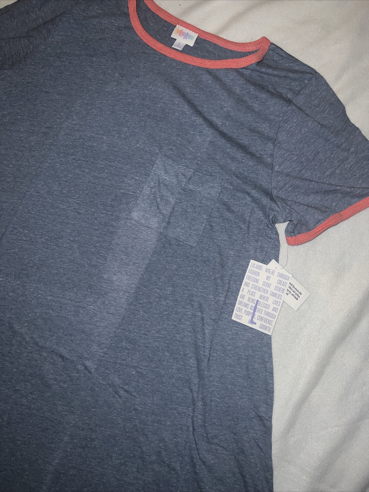 Lularoe Solid Gray Solid Carly Pink Trim Vintage … - image 1