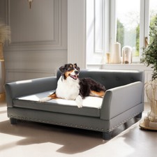 Hundekorb Kunstleder Binggopaw Hundesofa XXL  Luxus Hundebett Aus  Kunstleder, Orthopdisch, Grau