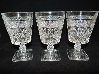 Set Of 3 Imperial Glass Ohio Cape Cod Clear Crystal Water Wine