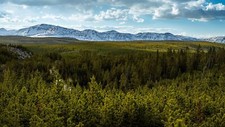 Landscape nature mountains sky forest trees Custom Gaming Mat Desk