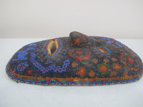 HUICHOL Mexican Folk Art Carved Wood Colorful BEADED Ceremonial MASK - Picture 6 of 8