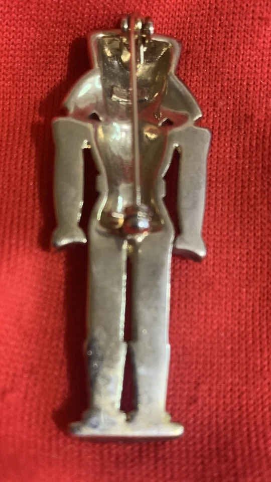 Broche de juguete soldado de diamantes de imitación firmado por Monet raro prendedor de joyería vacaciones rojo negro Foto 2 de 4