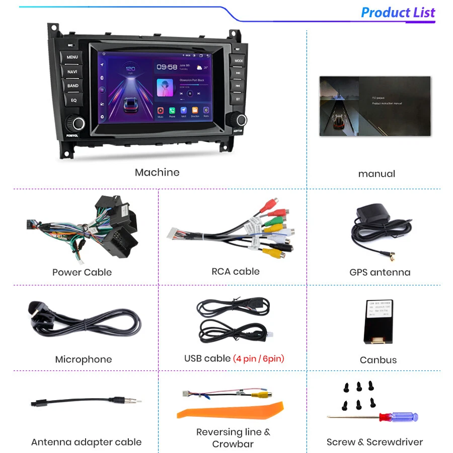 For Mercedes Benz CLK280 CLK500 C230 C240 C320 Car Stereo Radio Android GPS Navi Foto 4 de 4