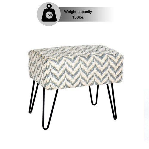 Jacquard Chenille Ottoman Bench Modern Foot Rest Stool Vanity Chair Stylish Pouf - Picture 15 of 111