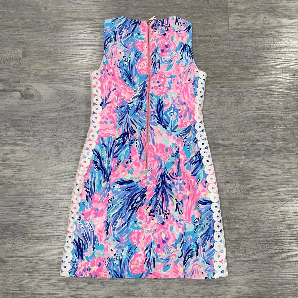 Lilly Pulitzer Mila Periwinkle Purple Fan Sea Lace Stretch Shift Dress Women’s 0 - Image 2 of 4